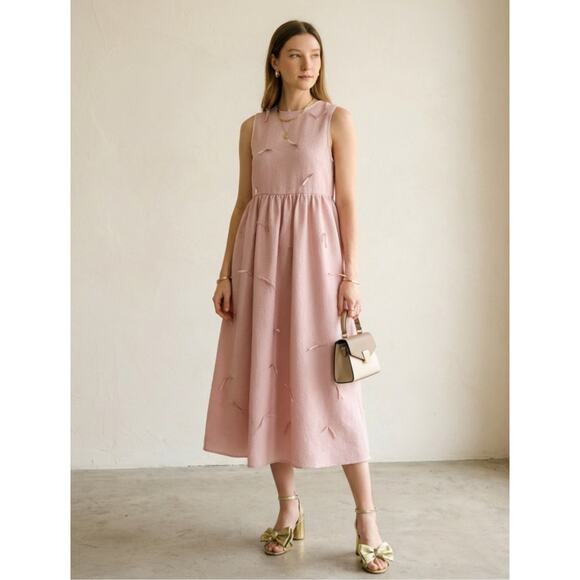 Sister Jane Dresses & Skirts - Dream Sister Jane Pink Bow Embellished Sleeveless Midi Dress, size S